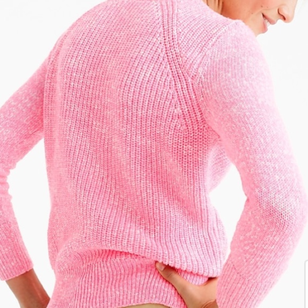 J. Crew Textured sweater anchor buttons neon pink - Picture 2 of 5